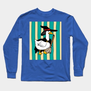 Halloween Goose Witch Conjuring Up Duck Long Sleeve T-Shirt